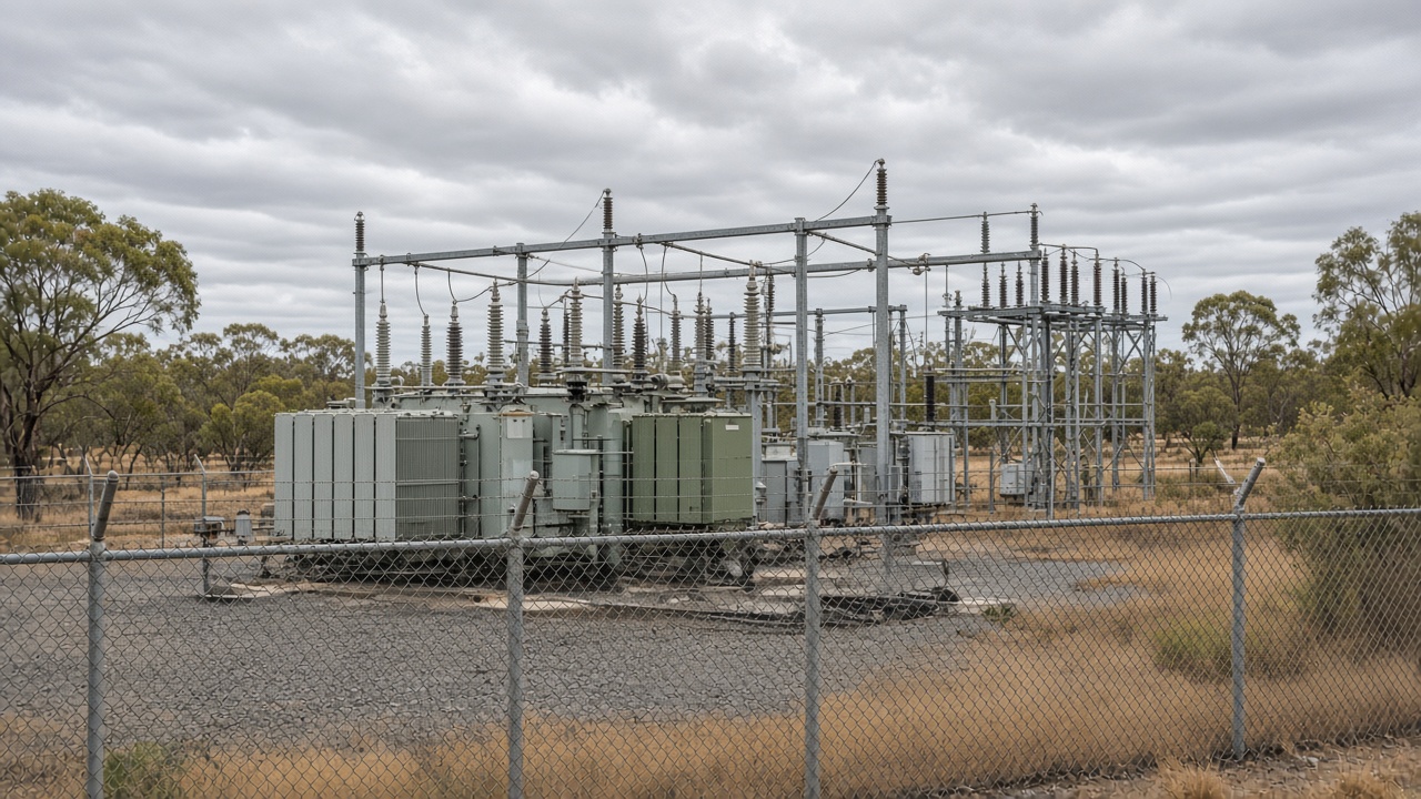High-voltage connection infrastructure leading from the project site